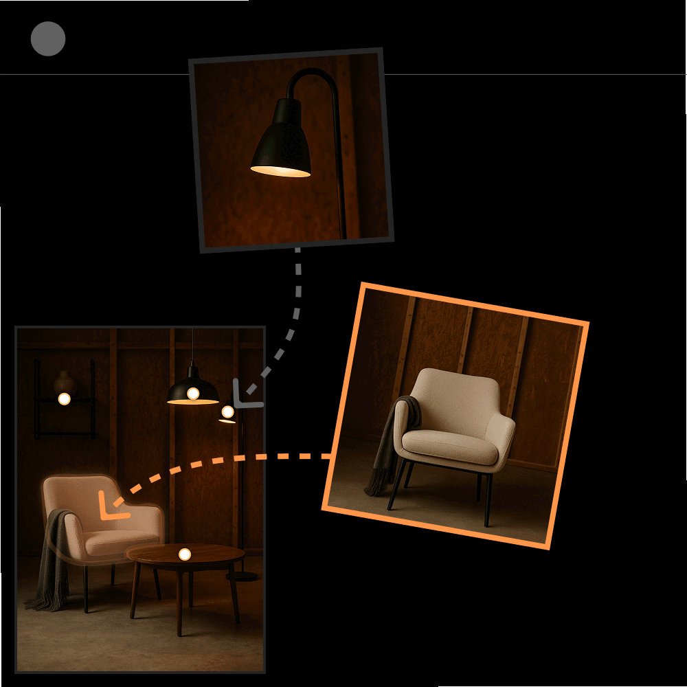 Diagram showing how apartment photos are mapped to floor plan locations