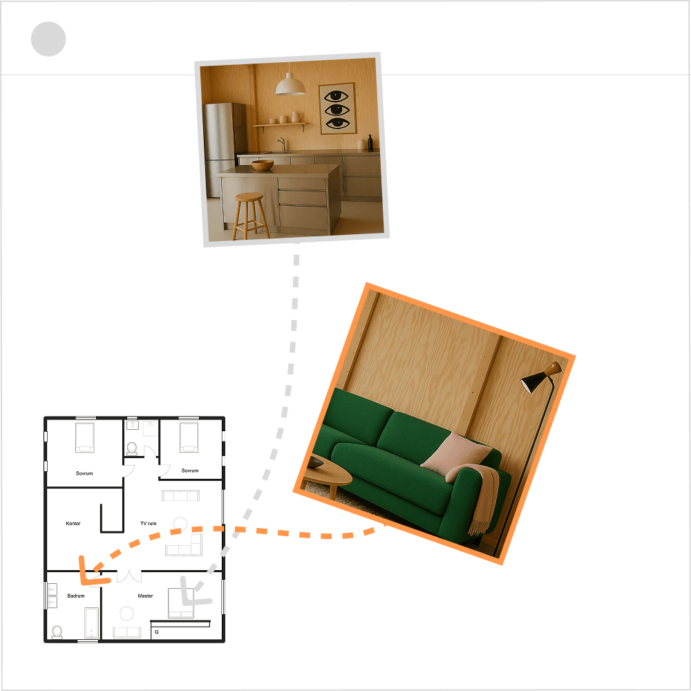 Diagram showing how apartment photos are mapped to floor plan locations
